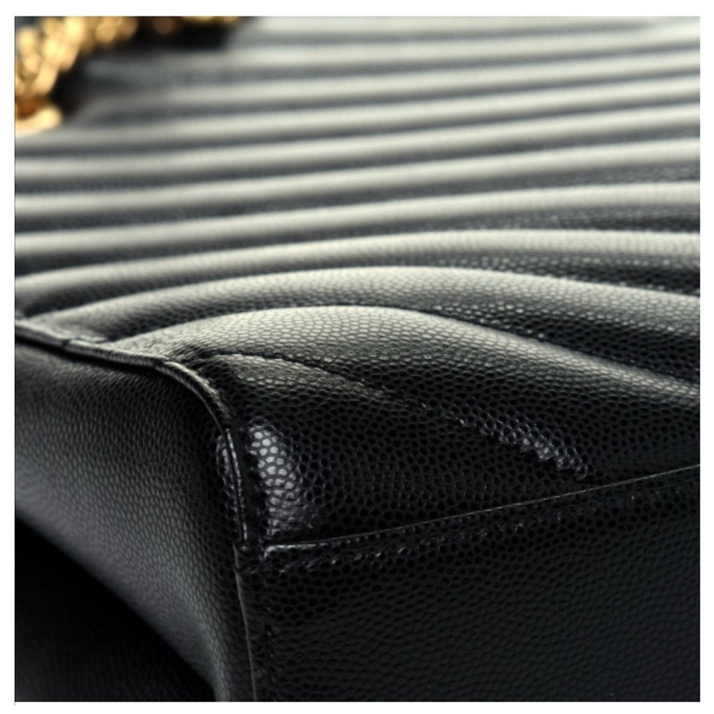 YSL Grain De Poudre Matelasse Chevron Medium Tribeca Shopping Bag Black 🖤 - Picture 8 of 13